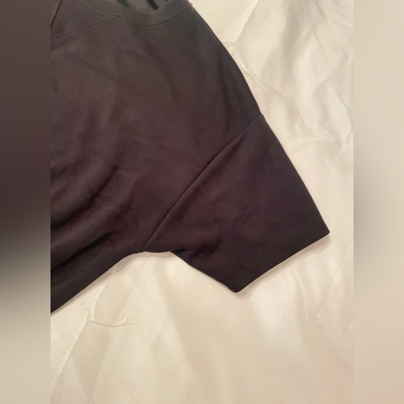 Cynthia Rowley Black Short Sleeved Sweatshirt Crop Top Ruched Waist Size Medium - Picture 6 of 8